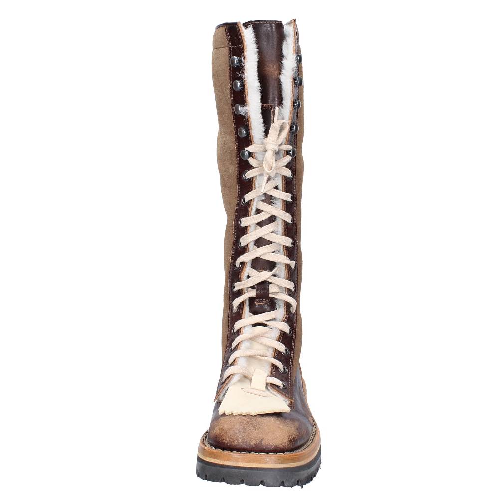 scarpe donna MOMA stivali marrone pelle camoscio 81304D VINTAGE EX514 Qualità