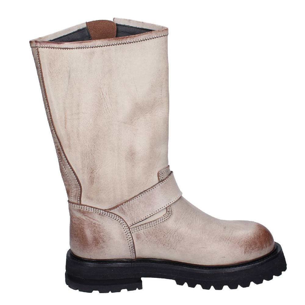 scarpe donna MOMA stivali marrone pelle beige 1DW340 VINTAGE EX517 Pezzi Unici