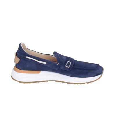 scarpe uomo MOMA mocassini blu camoscio 4FS413-CRPG BC818 Saldi Di Fabbrica