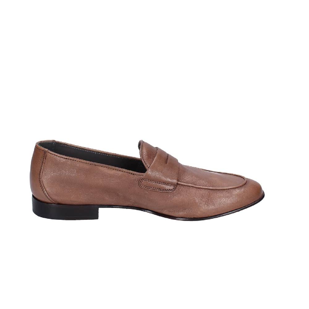 scarpe uomo POLLINI mocassini marrone pelle EY34 In Linea