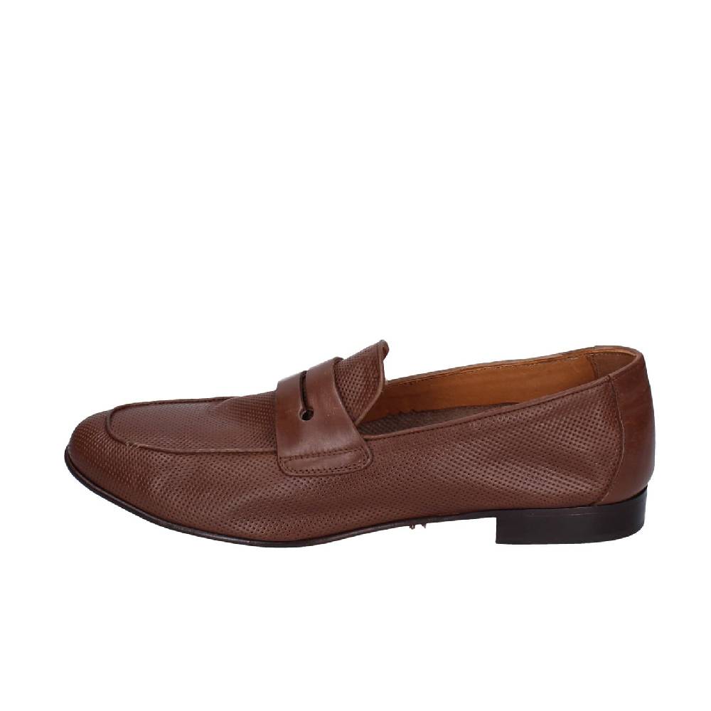scarpe uomo POLLINI mocassini marrone pelle EY39 Nuovo