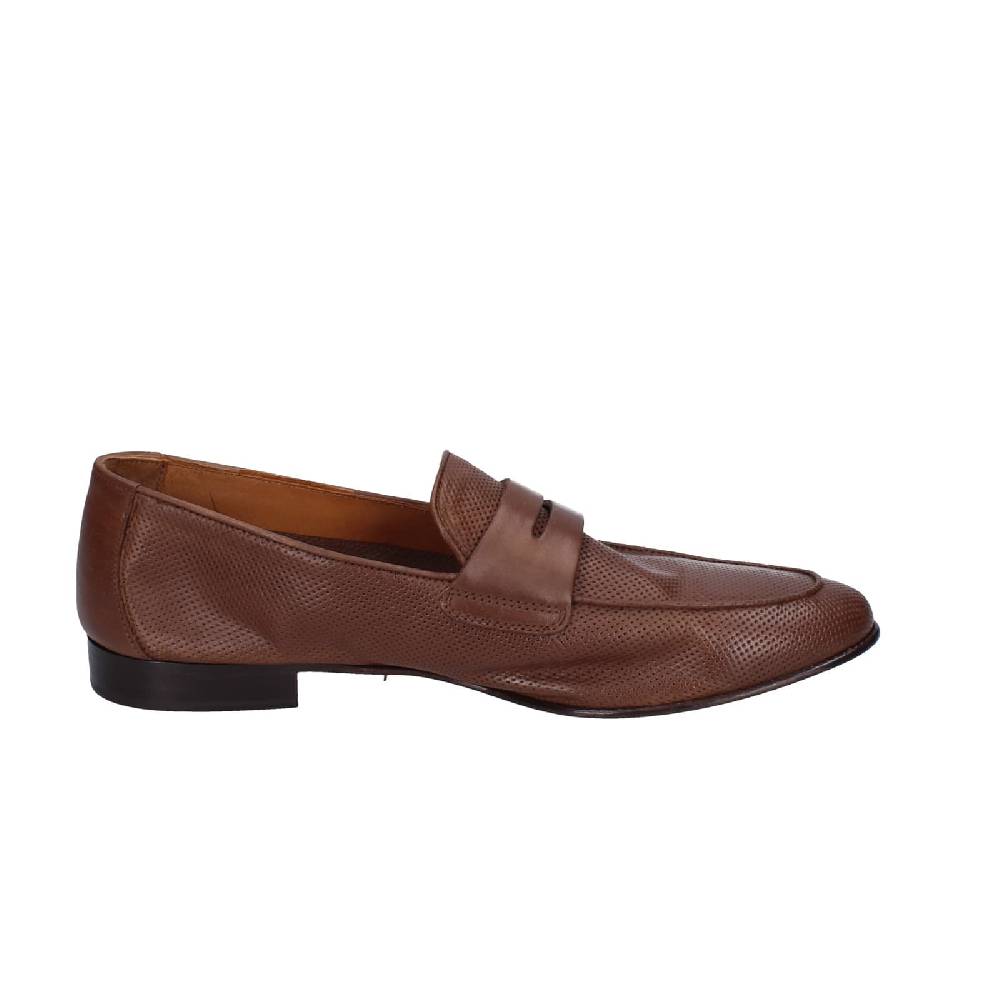 scarpe uomo POLLINI mocassini marrone pelle EY39 Nuovo