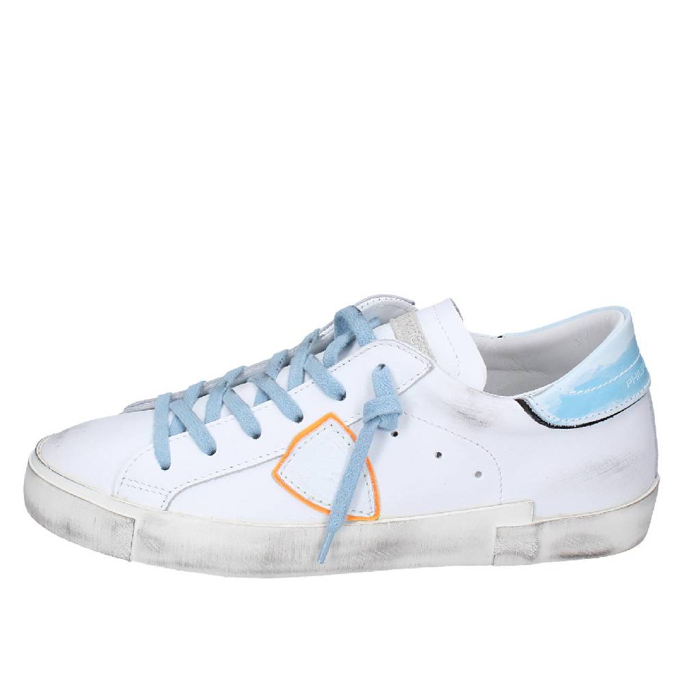 scarpe uomo PHILIPPE MODEL sneakers bianco pelle blu VINTAGE EX357 Offerta per la Festa della Mamma