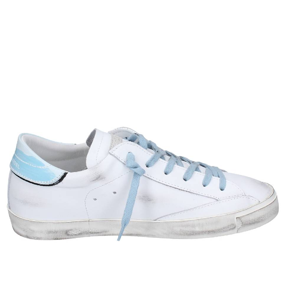 scarpe uomo PHILIPPE MODEL sneakers bianco pelle blu VINTAGE EX357 Offerta per la Festa della Mamma