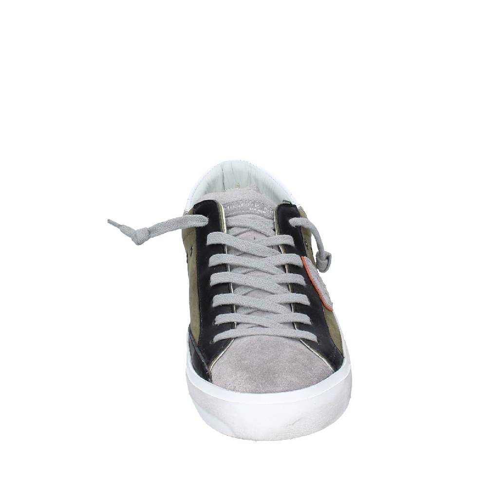 scarpe uomo PHILIPPE MODEL sneakers verde pelle grigio camoscio VINTAGE EX363 In Saldo