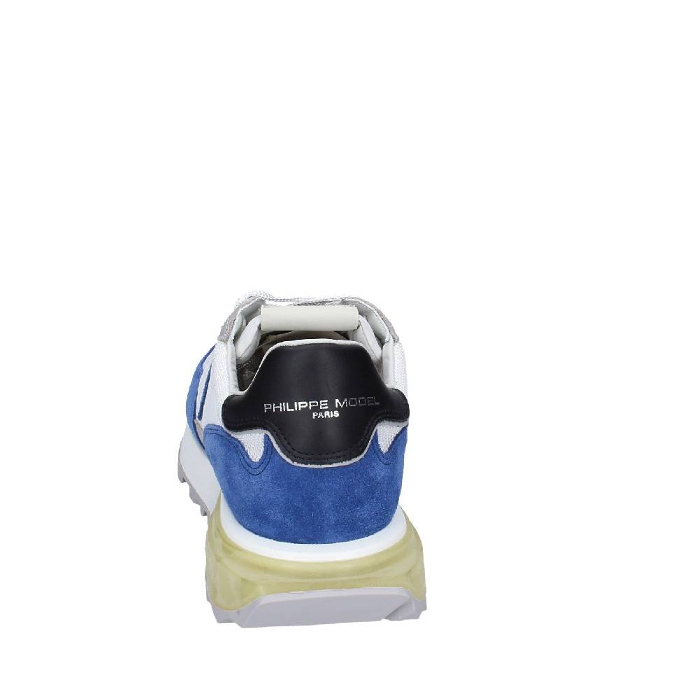scarpe uomo PHILIPPE MODEL sneakers bianco tessuto blu camoscio EX333 2025