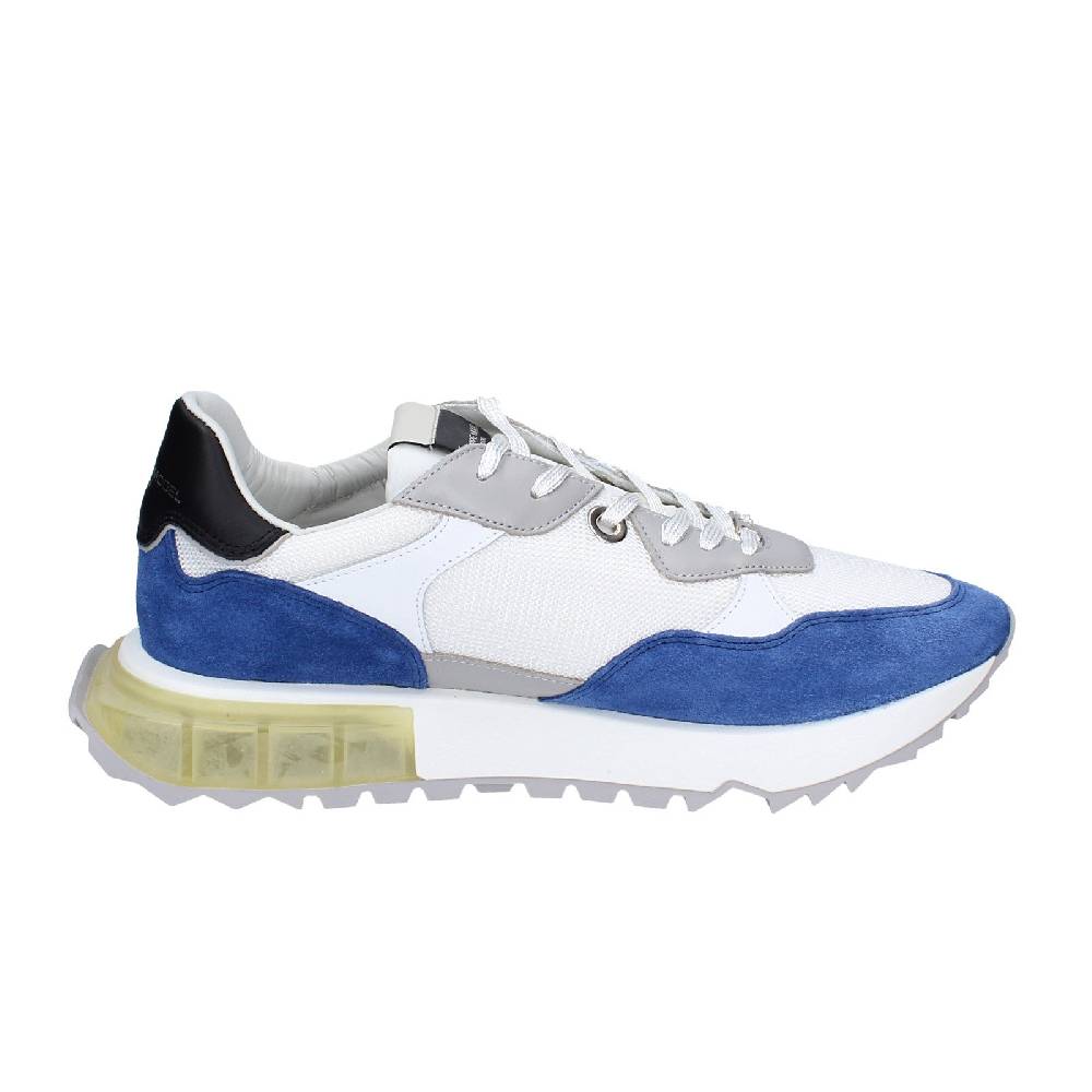 scarpe uomo PHILIPPE MODEL sneakers bianco tessuto blu camoscio EX333 2025