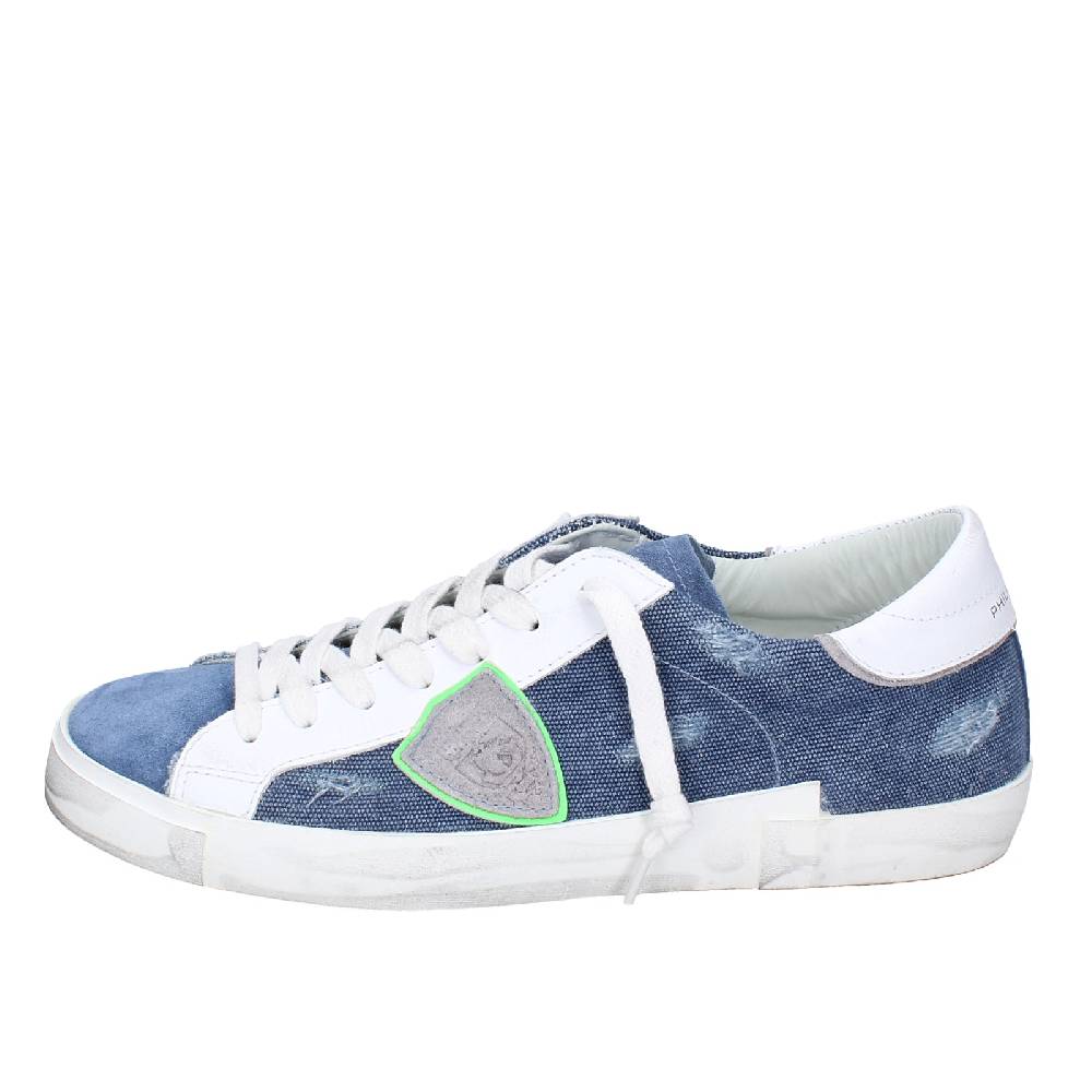 scarpe uomo PHILIPPE MODEL sneakers blu camoscio bianco tessuto VINTAGE EX351 Italy