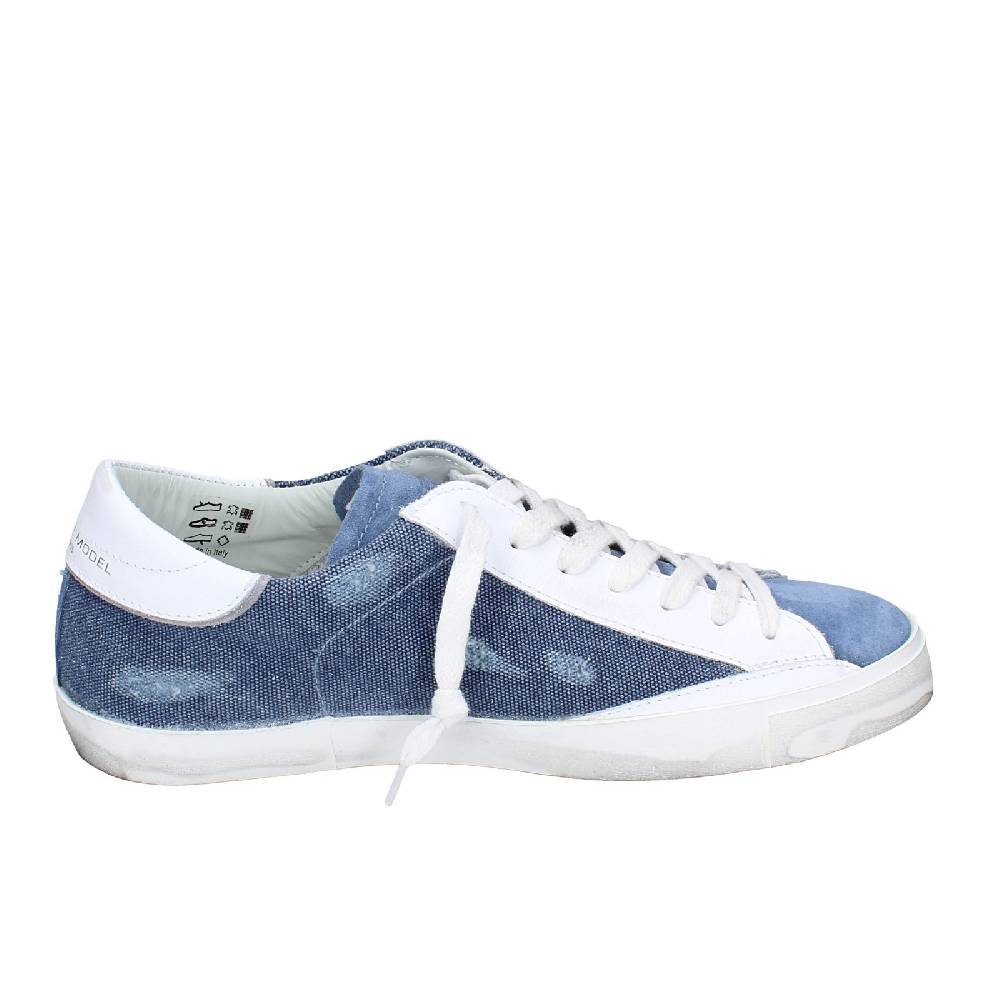 scarpe uomo PHILIPPE MODEL sneakers blu camoscio bianco tessuto VINTAGE EX351 Italy