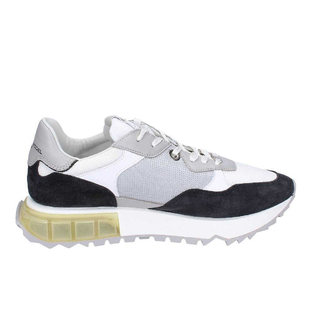 scarpe uomo PHILIPPE MODEL sneakers bianco tessuto grigio camoscio EX332 2025