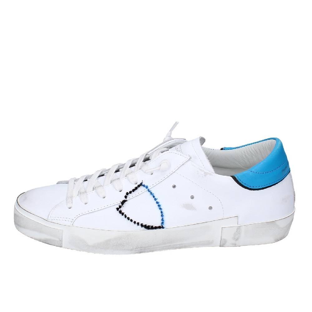scarpe uomo PHILIPPE MODEL sneakers bianco pelle blu VINTAGE EX360 Nuovo