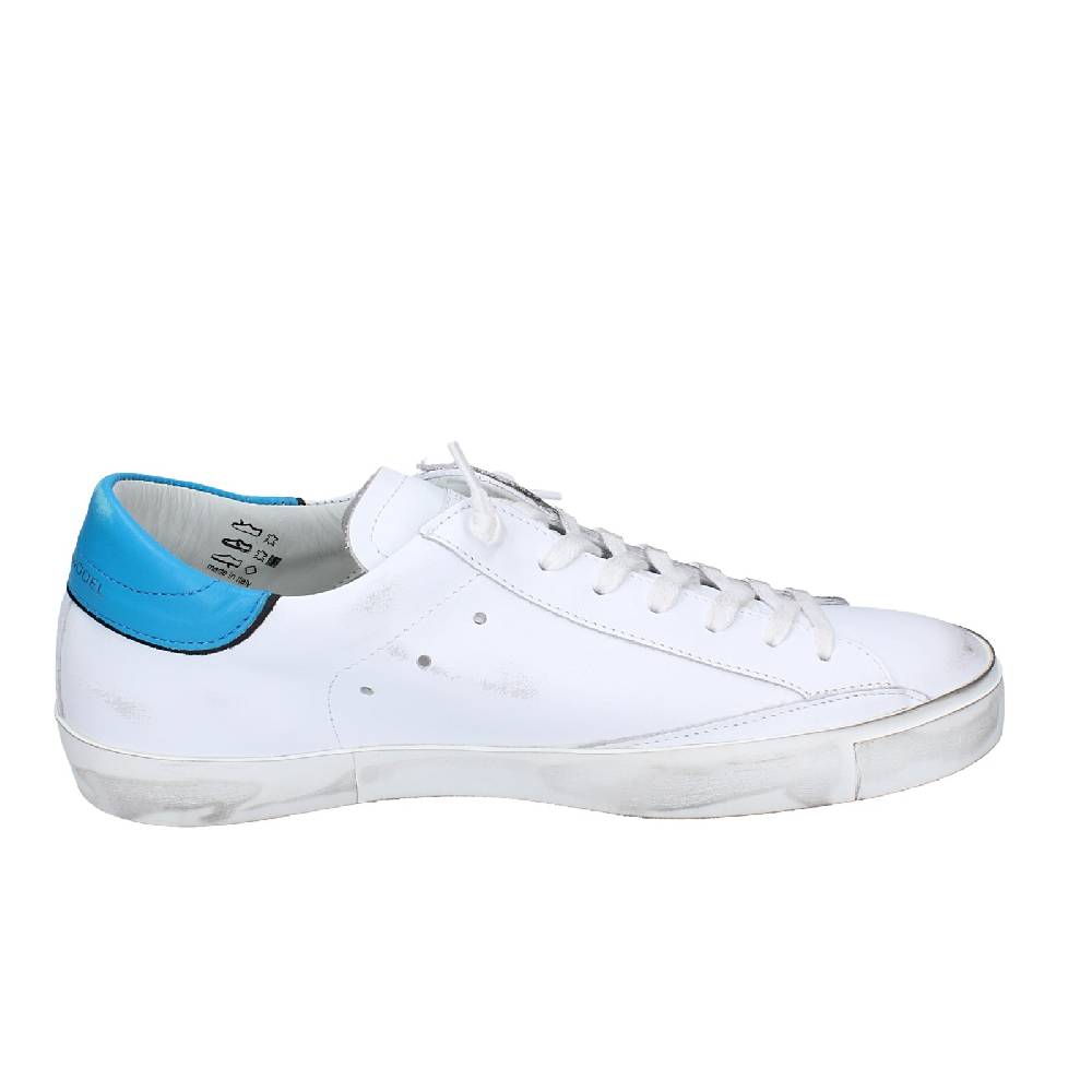 scarpe uomo PHILIPPE MODEL sneakers bianco pelle blu VINTAGE EX360 Nuovo