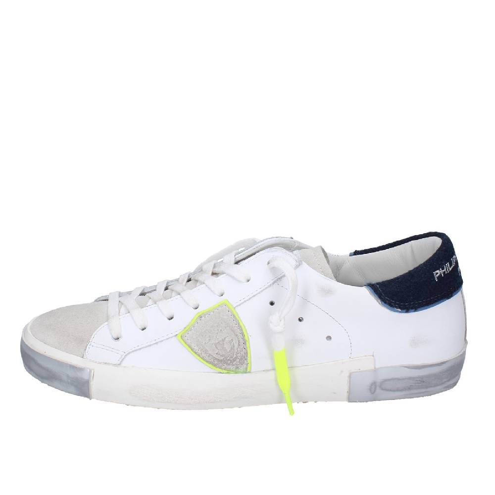 scarpe uomo PHILIPPE MODEL sneakers bianco pelle beige camoscio VINTAGE EX334 Qualità