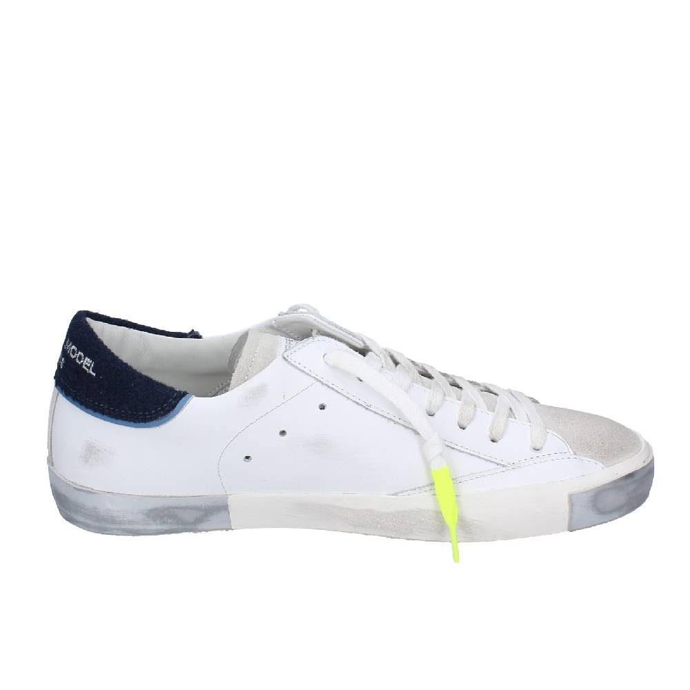 scarpe uomo PHILIPPE MODEL sneakers bianco pelle beige camoscio VINTAGE EX334 Qualità