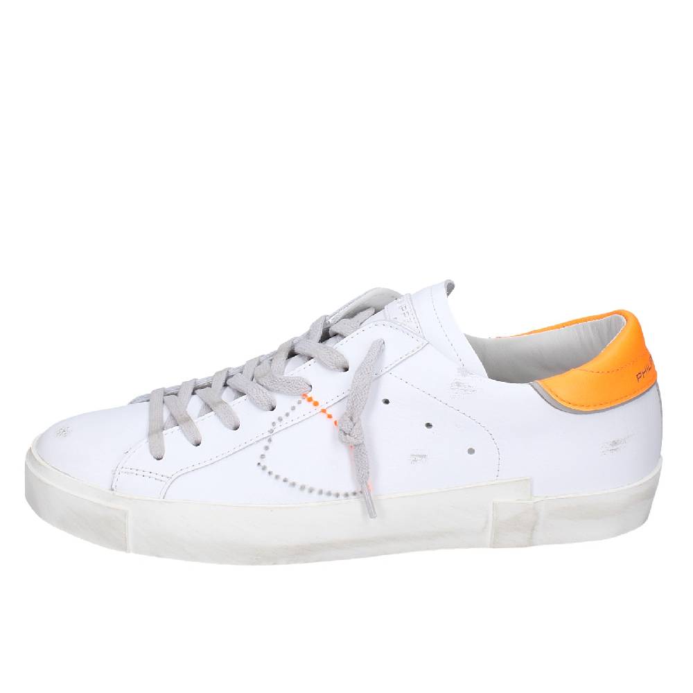 scarpe uomo PHILIPPE MODEL sneakers bianco pelle arancione VINTAGE EX339 Vendita