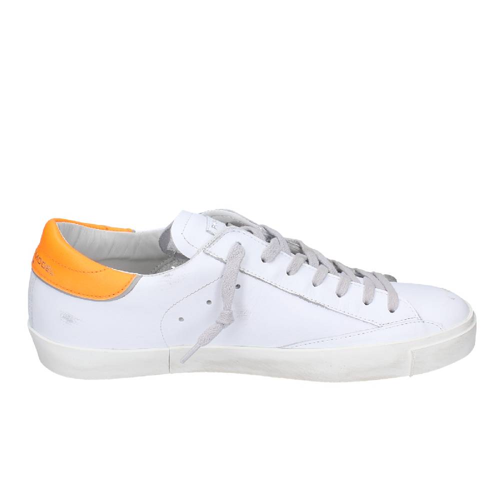 scarpe uomo PHILIPPE MODEL sneakers bianco pelle arancione VINTAGE EX339 Vendita