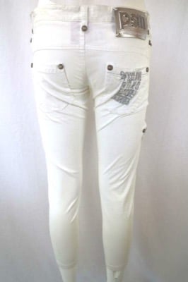 pantaloni donna PINKO 42 bianco cotone AR816 Affare Del Giorno