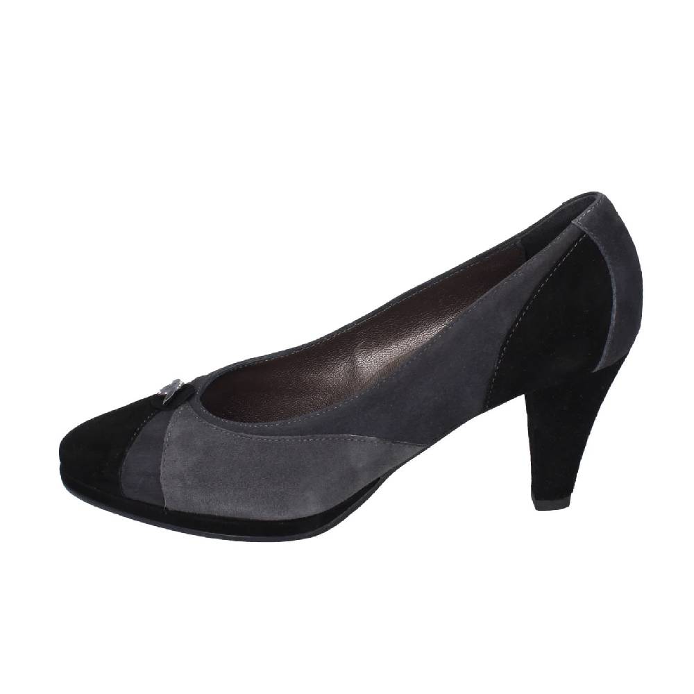 scarpe donna CONFORT decollete nero camoscio grigio EZ369 Vendita Economica