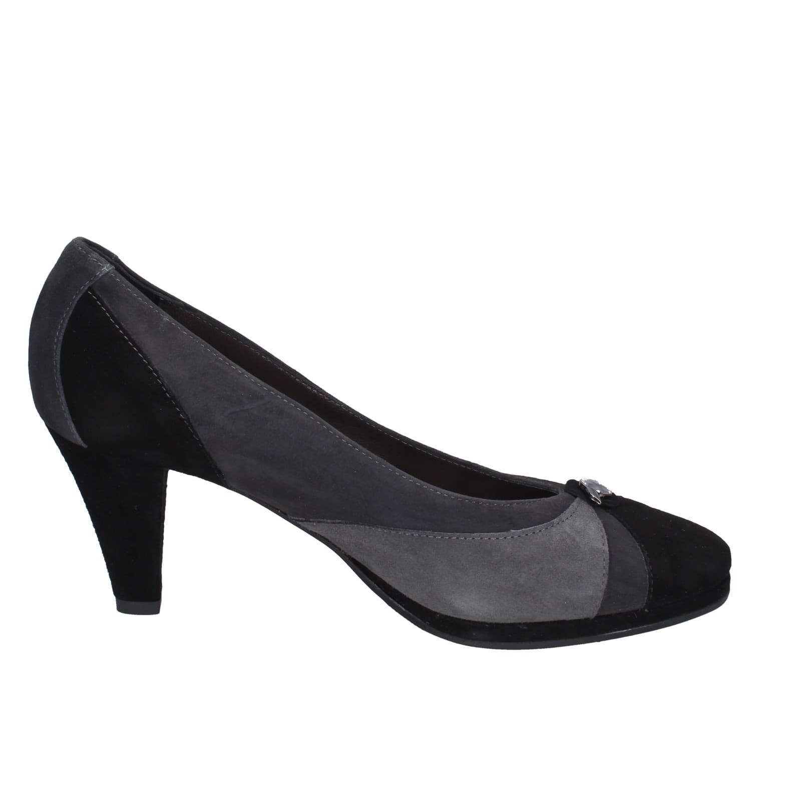 scarpe donna CONFORT decollete nero camoscio grigio EZ369 Vendita Economica