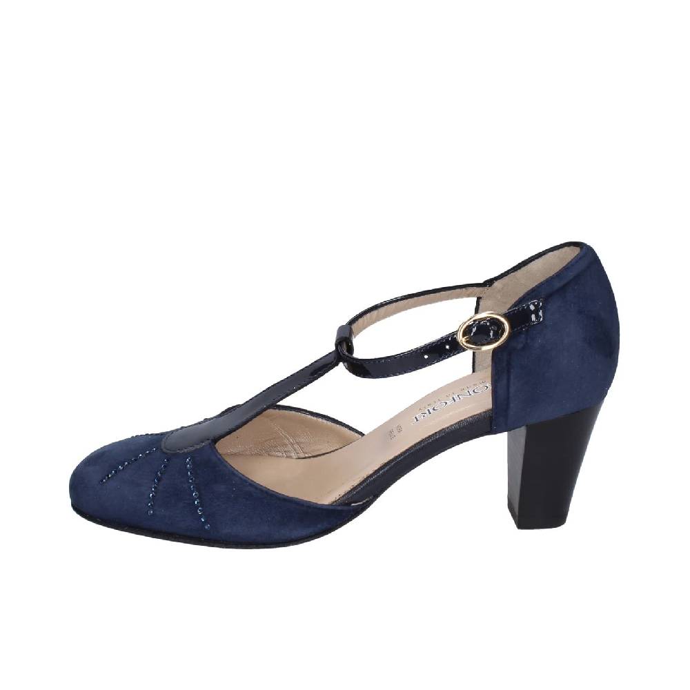 scarpe donna CONFORT decollete blu camoscio strass EZ370 Saldi Di Fabbrica
