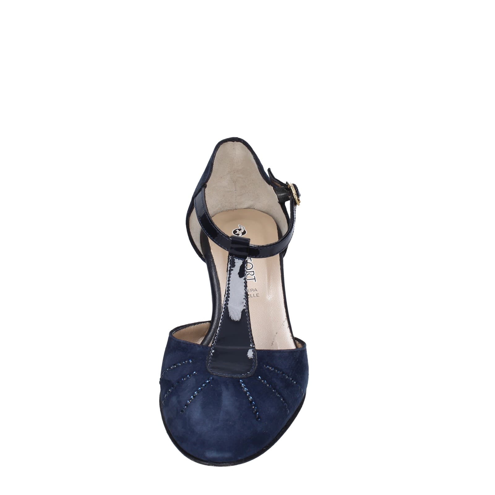 scarpe donna CONFORT decollete blu camoscio strass EZ370 Saldi Di Fabbrica