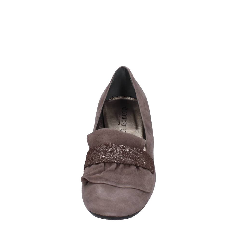 scarpe donna CONFORT decollete marrone camoscio EZ399 In Linea