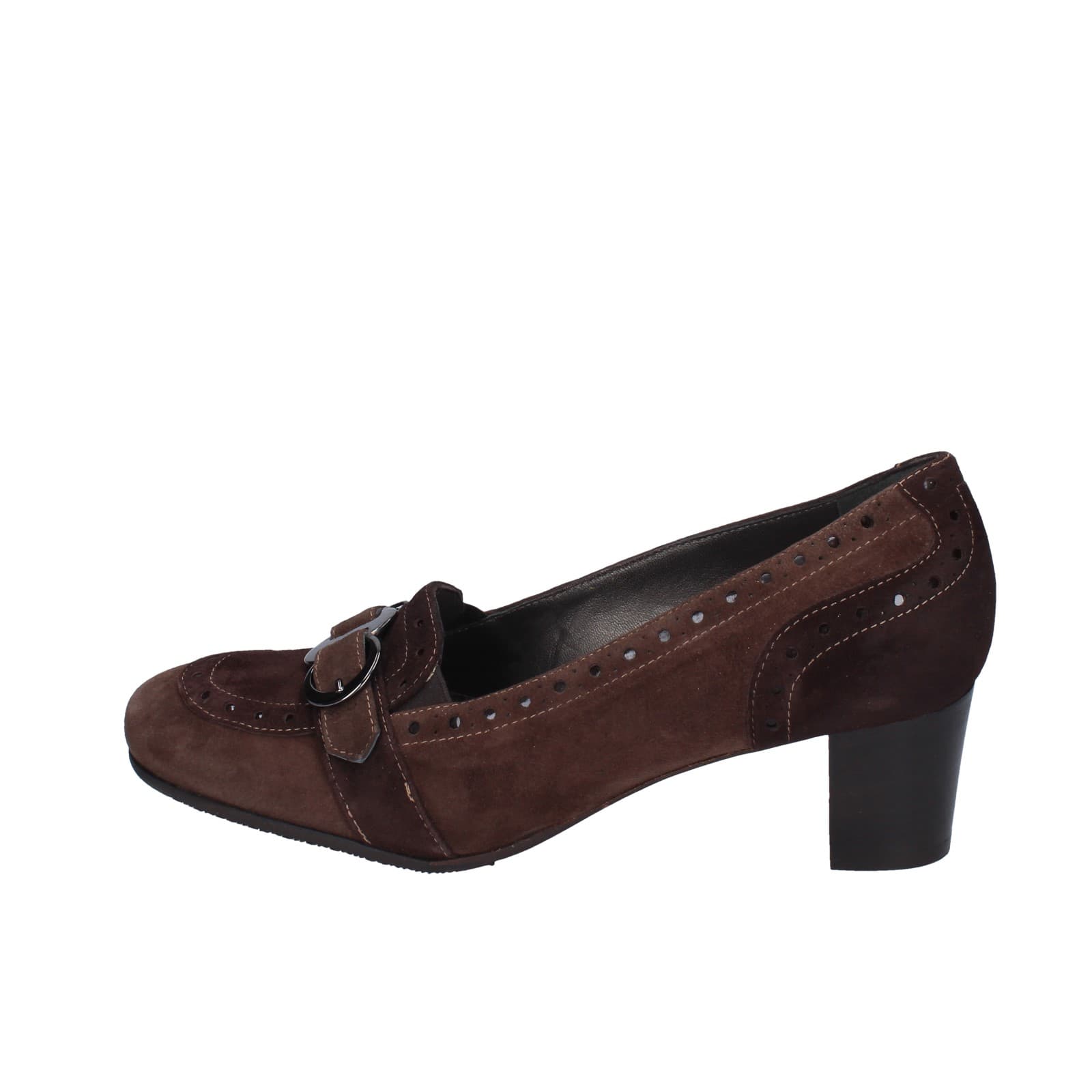 scarpe donna CONFORT decollete marrone camoscio 1607 EZ338 Nuovo