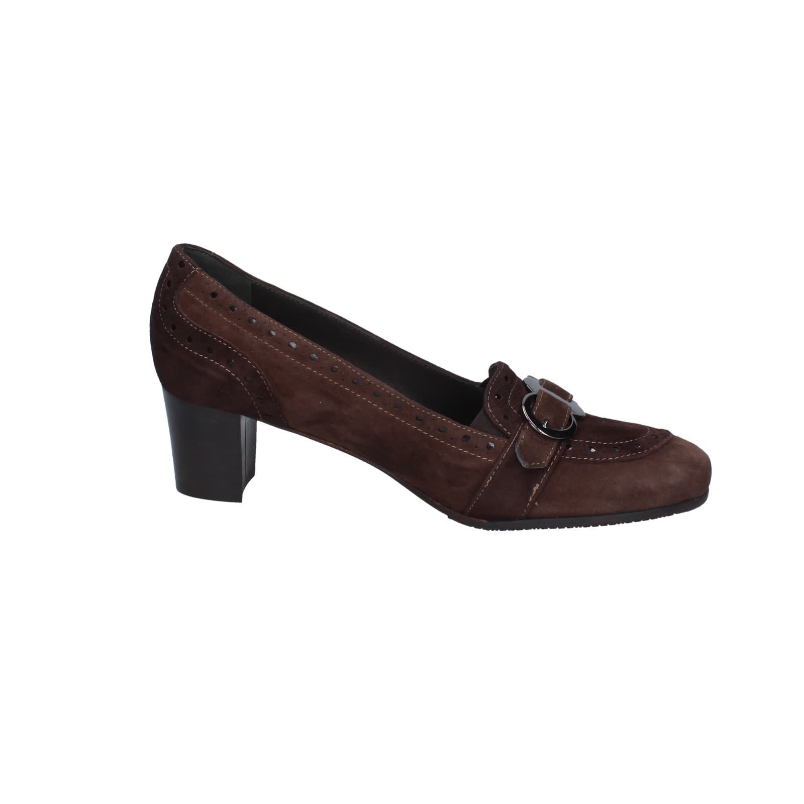 scarpe donna CONFORT decollete marrone camoscio 1607 EZ338 Nuovo