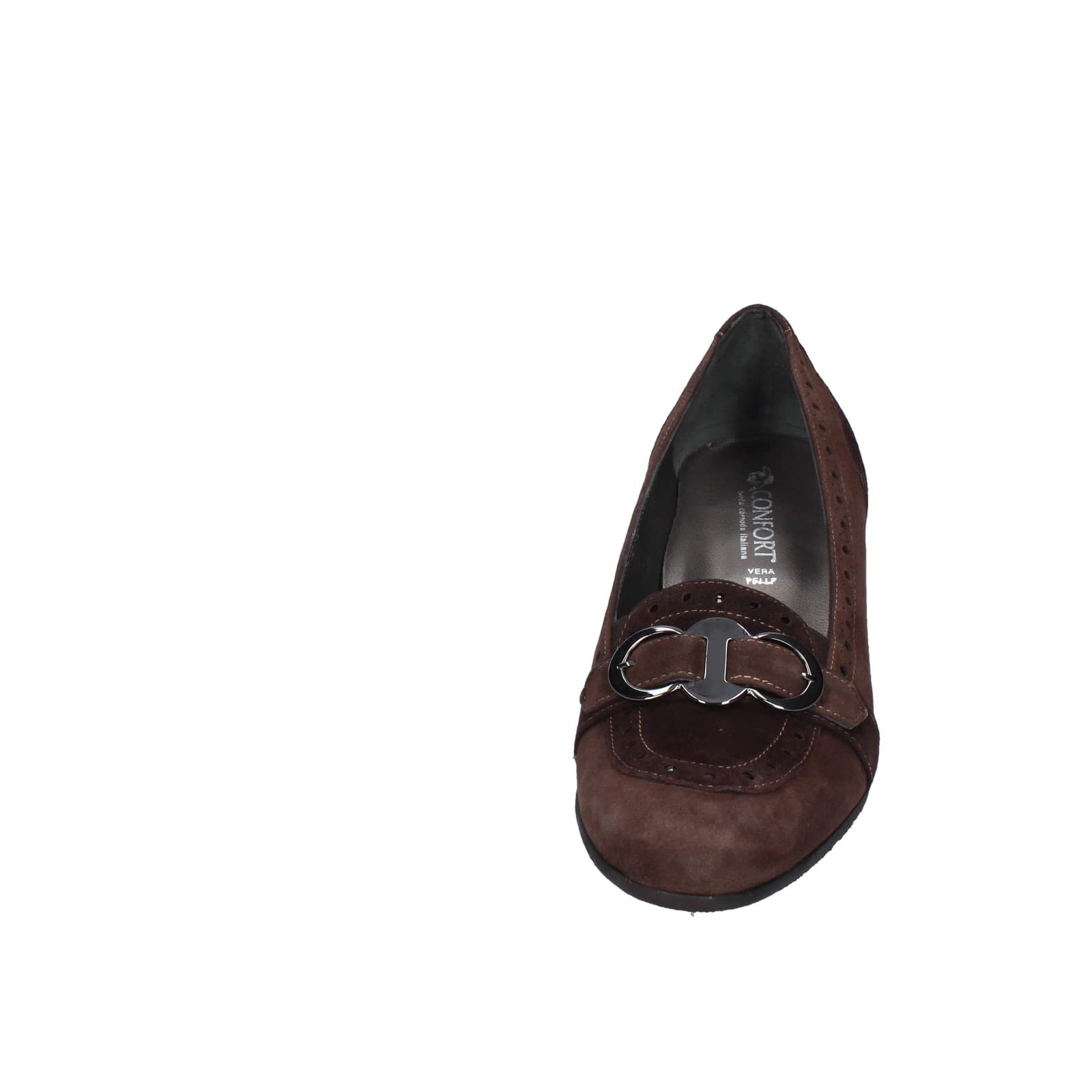 scarpe donna CONFORT decollete marrone camoscio 1607 EZ338 Nuovo