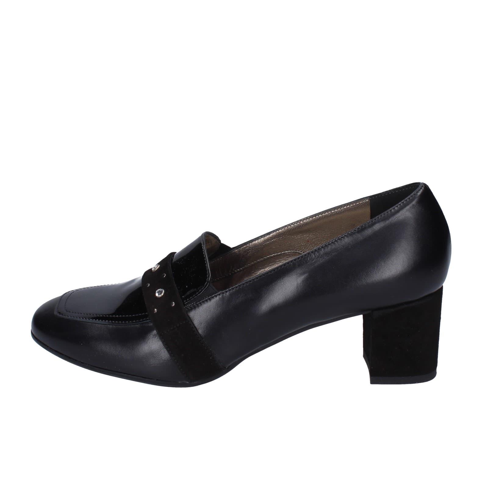 scarpe donna CONFORT decollete nero pelle vernice EZ410 Qualità