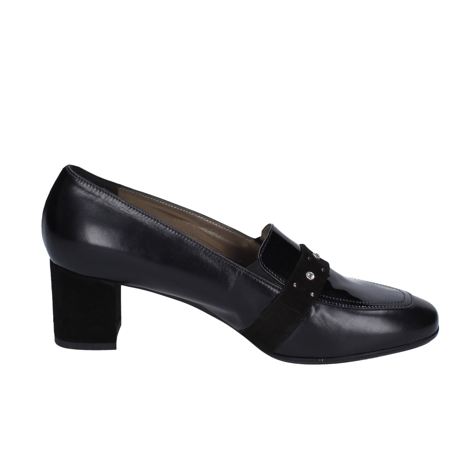 scarpe donna CONFORT decollete nero pelle vernice EZ410 Qualità