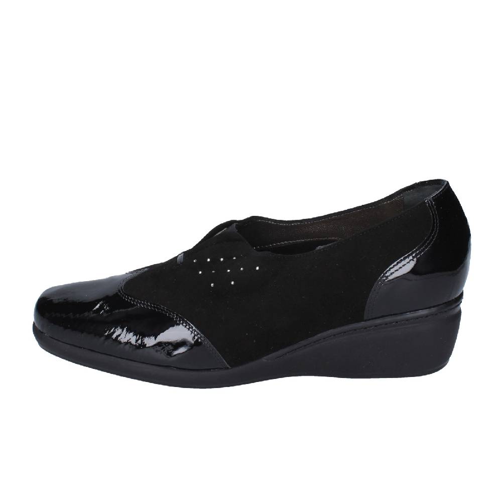 scarpe donna CONFORT decollete nero vernice camoscio EZ330 Promozione