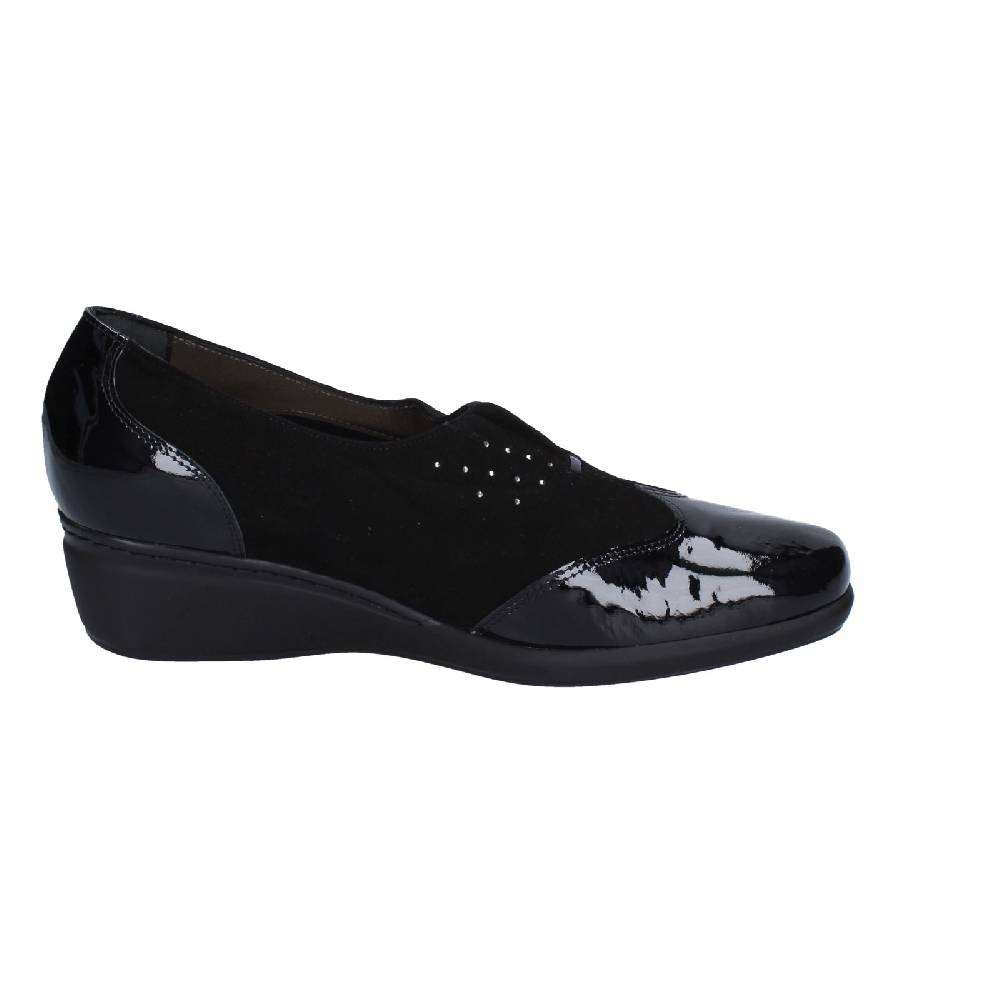 scarpe donna CONFORT decollete nero vernice camoscio EZ330 Promozione