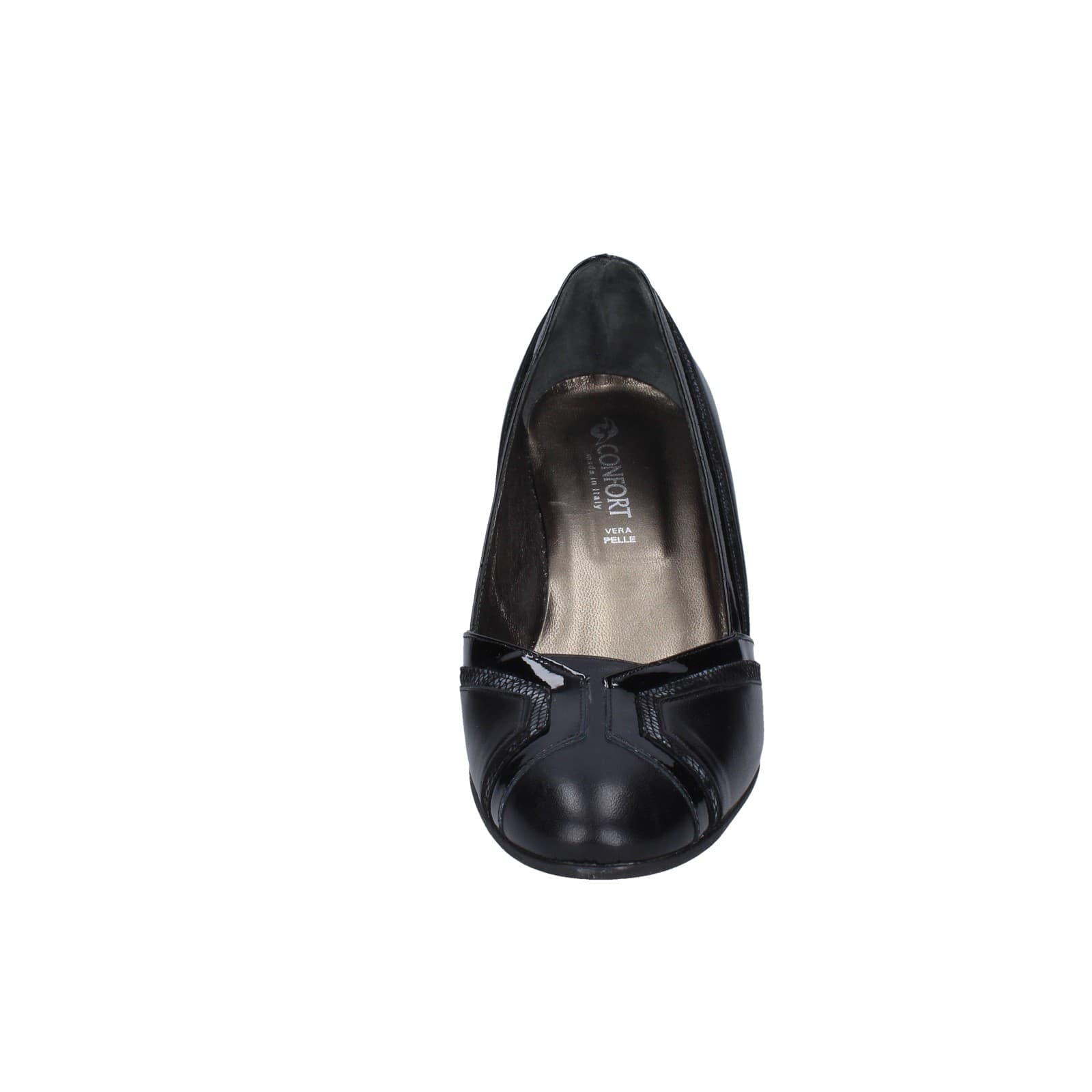 scarpe donna CONFORT decollete nero pelle vernice EZ332 Pezzi Unici