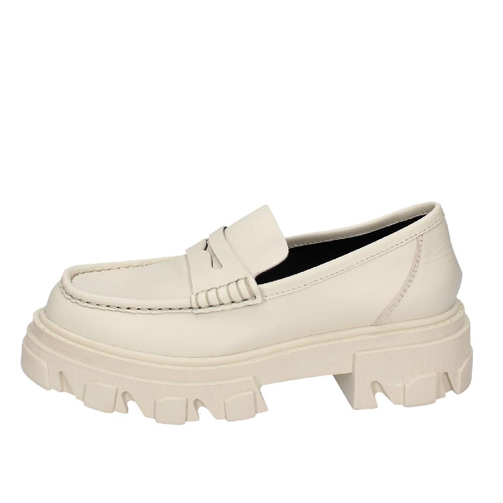 scarpe donna STOKTON mocassini beige pelle EY944 Presa
