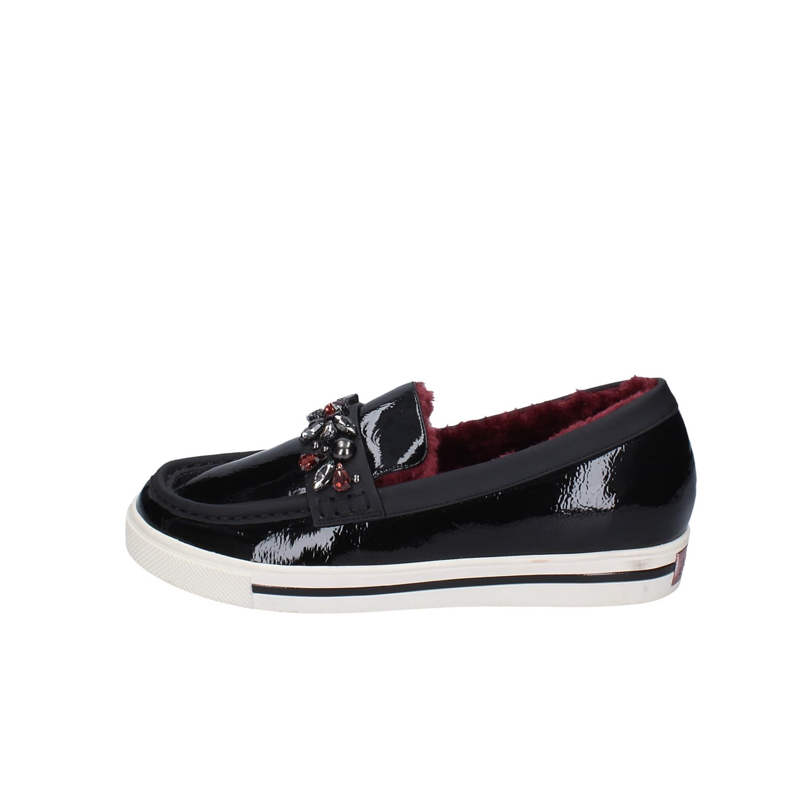 scarpe donna LUCIANO BARACHINI mocassini nero vernice EY169 Saldi