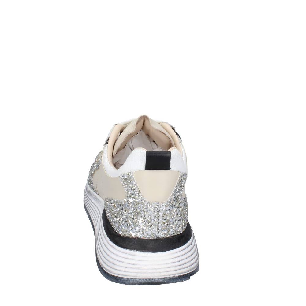 scarpe donna MOMA sneakers beige pelle argento glitter 3AS401 EY558 Saldi Di Fabbrica