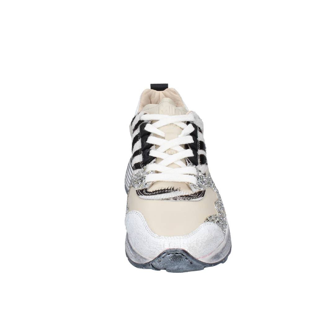scarpe donna MOMA sneakers beige pelle argento glitter 3AS401 EY558 Saldi Di Fabbrica
