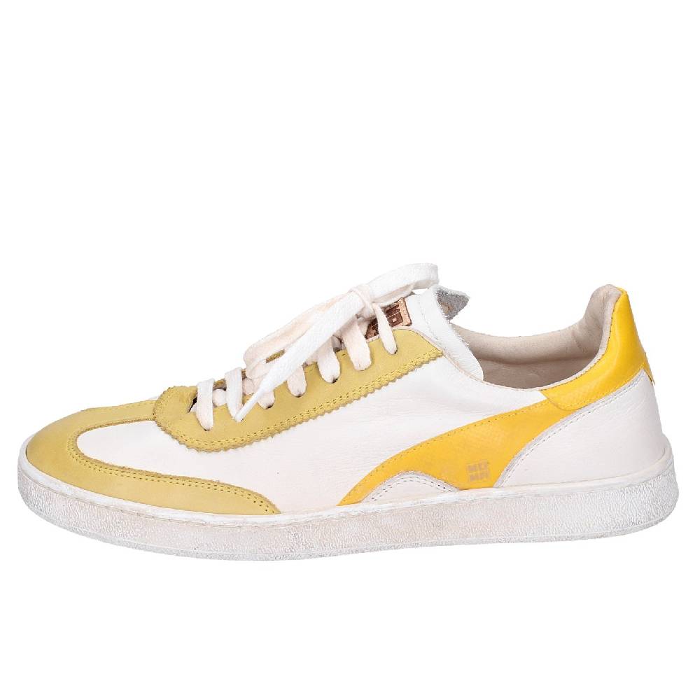 scarpe donna MOMA sneakers bianco pelle giallo 49402A VINTAGE EX506 Negozio