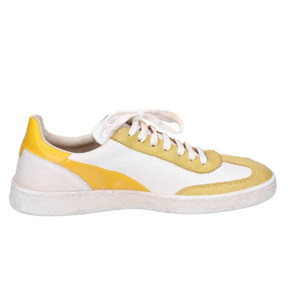 scarpe donna MOMA sneakers bianco pelle giallo 49402A VINTAGE EX506 Negozio
