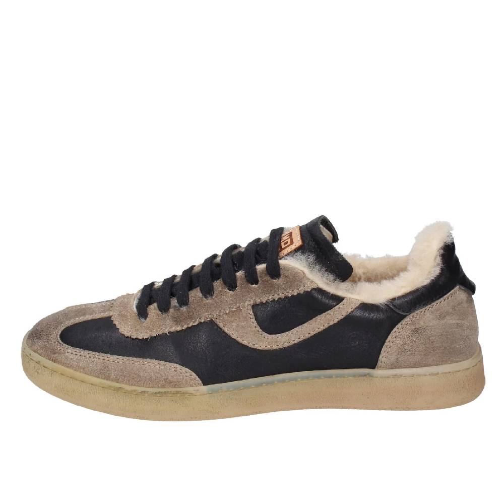 scarpe donna MOMA sneakers nero pelle beige 89301A EY602 Italia