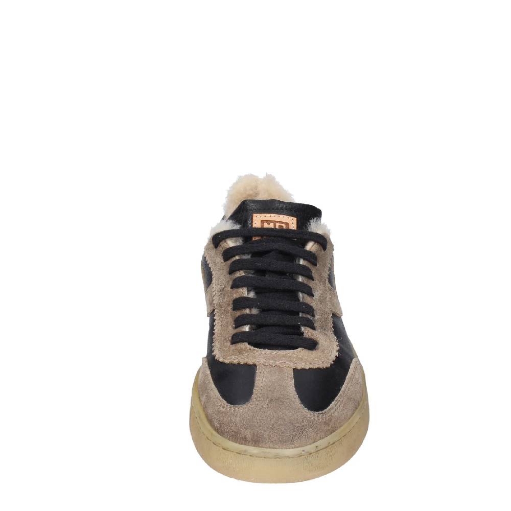 scarpe donna MOMA sneakers nero pelle beige 89301A EY602 Italia