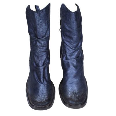 scarpe donna MOMA stivaletti blu pelle camoscio 1CW343 VINTAGE BD819 Offerte stagionali