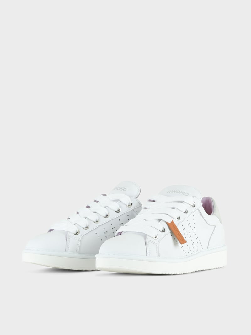 Panchic SCARPA ALLACCIATA P01 DONNA IN PELLE BIANCO-ARGENTO Qualità