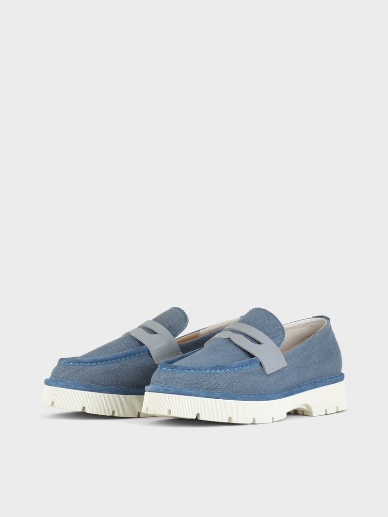 Panchic SLIP ON P99 UOMO IN LINO E SUEDE BLU DENIM Only for today