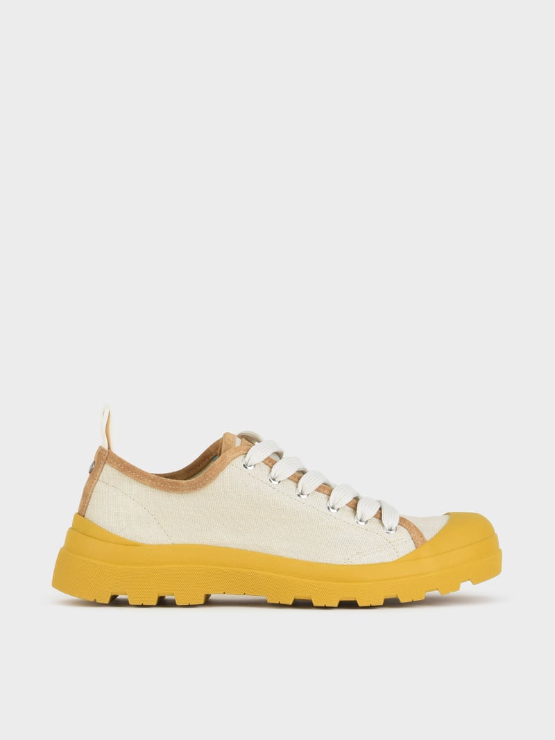 Panchic SCARPA ALLACCIATA P03 UOMO IN LINO E SUEDE NEBBIA-GIALLO Vendita Calda