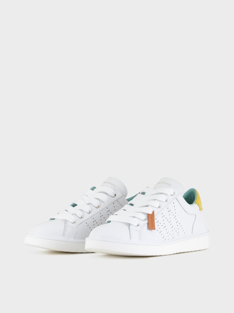 Panchic SCARPA ALLACCIATA P01 UOMO IN PELLE BIANCO-ZUCCA Promozione Limitata