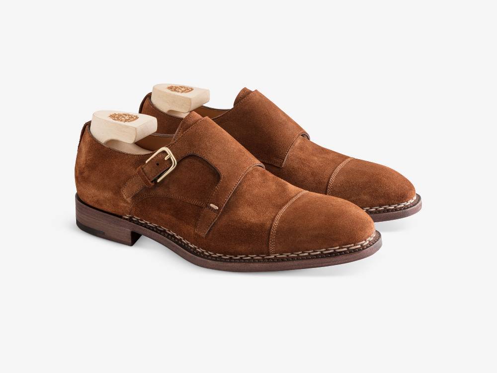 Paolo Sartori Double Monkstrap in Calf Suede Snuff Doppia Fibbia in Vitello Scamosciato Snuff Offerta