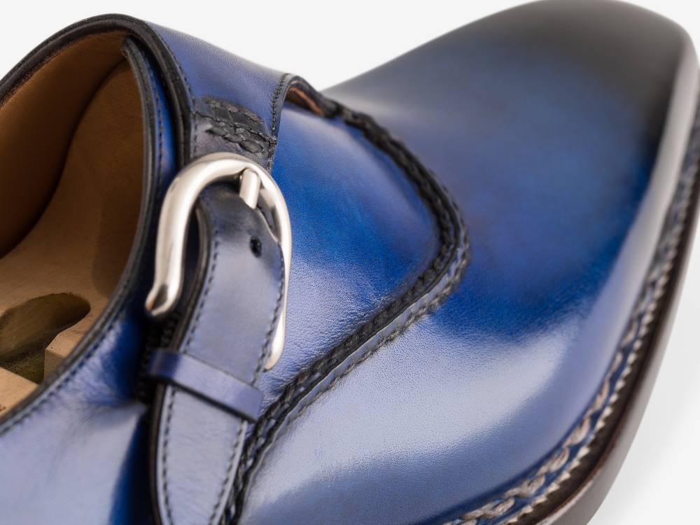 Paolo Sartori Single Monkstrap in Antiqued Cobalto Leather Mono Fibbia in pelle Anticata Cobalto Economico