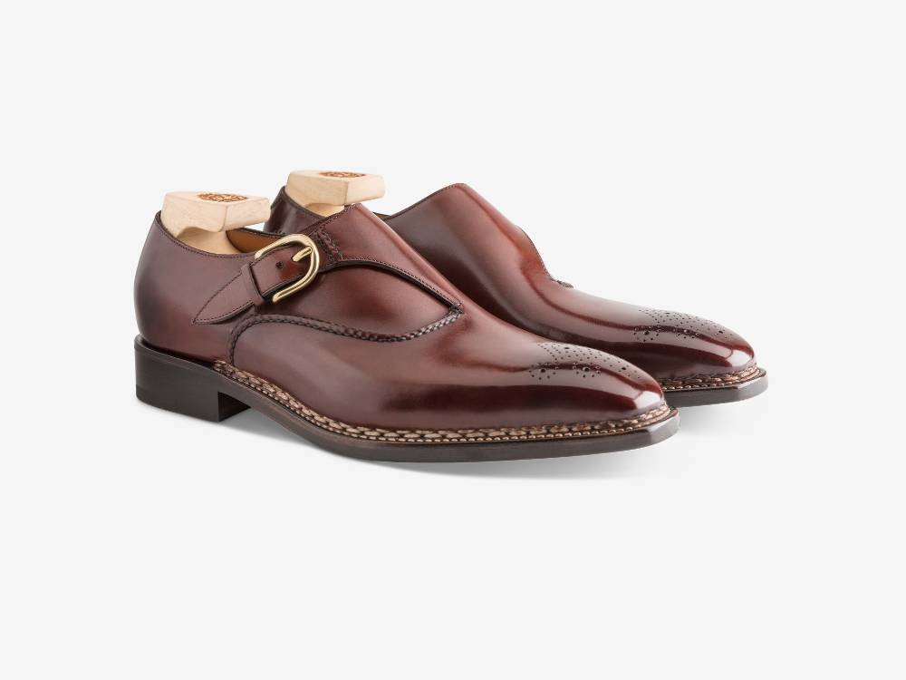 Paolo Sartori Single Monkstrap in Antiqued Positano Leather Mono Fibbia in pelle Anticata Positano Offerte
